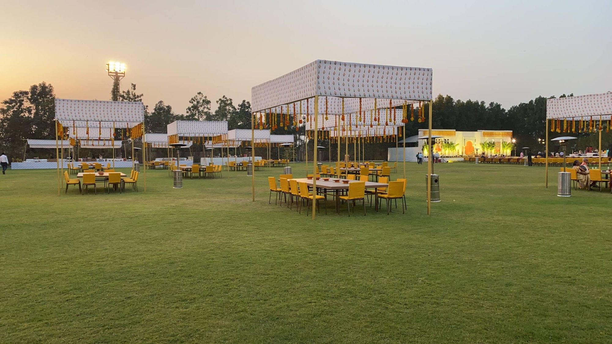 Garden reception at dusk