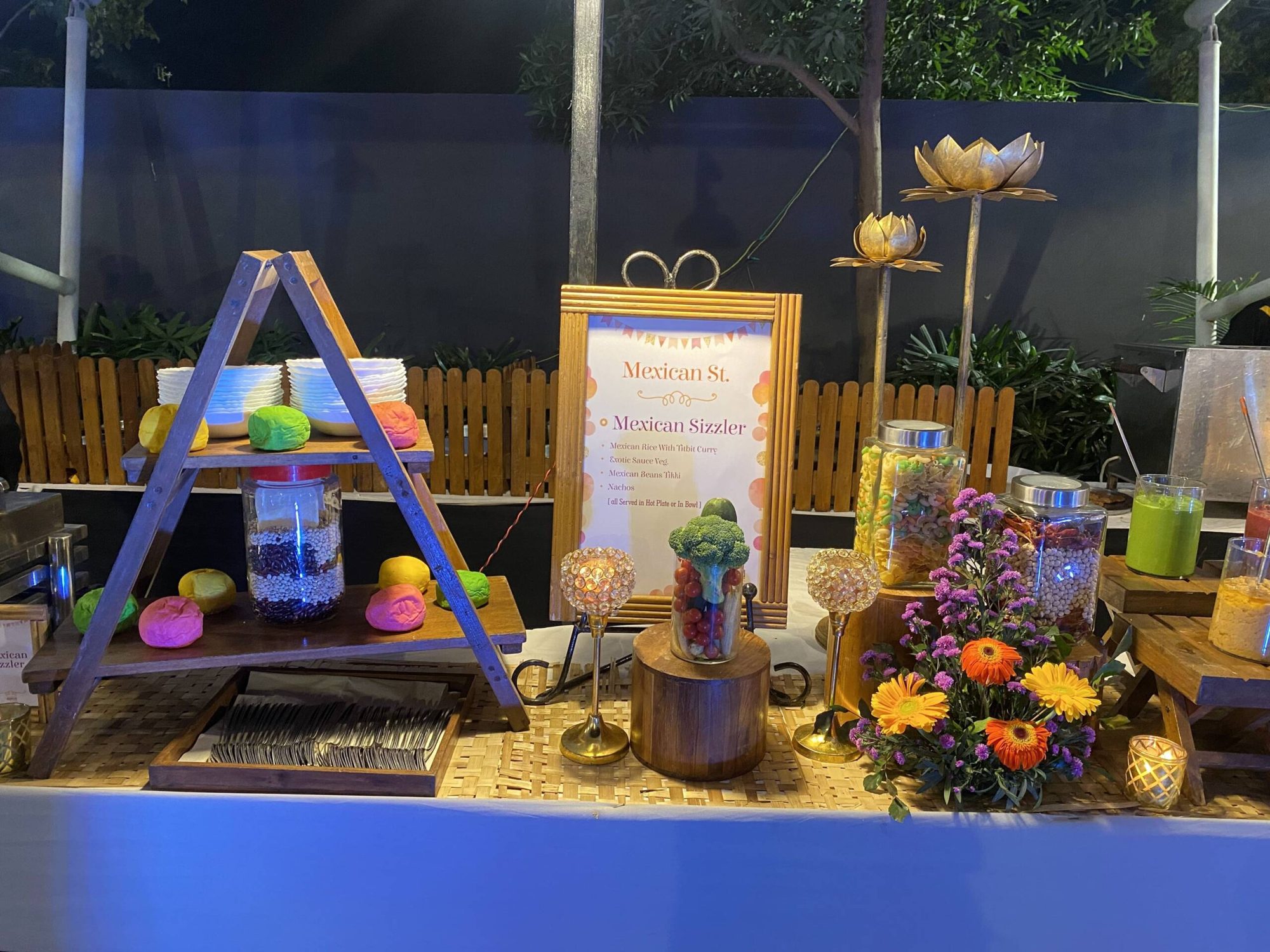 Buffet with tiered displays