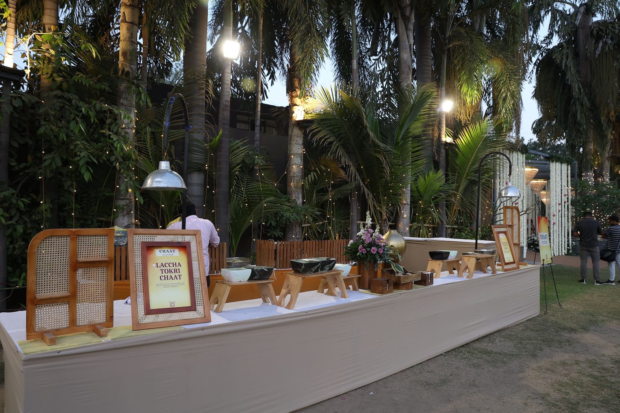 Wooden counter with menu signage