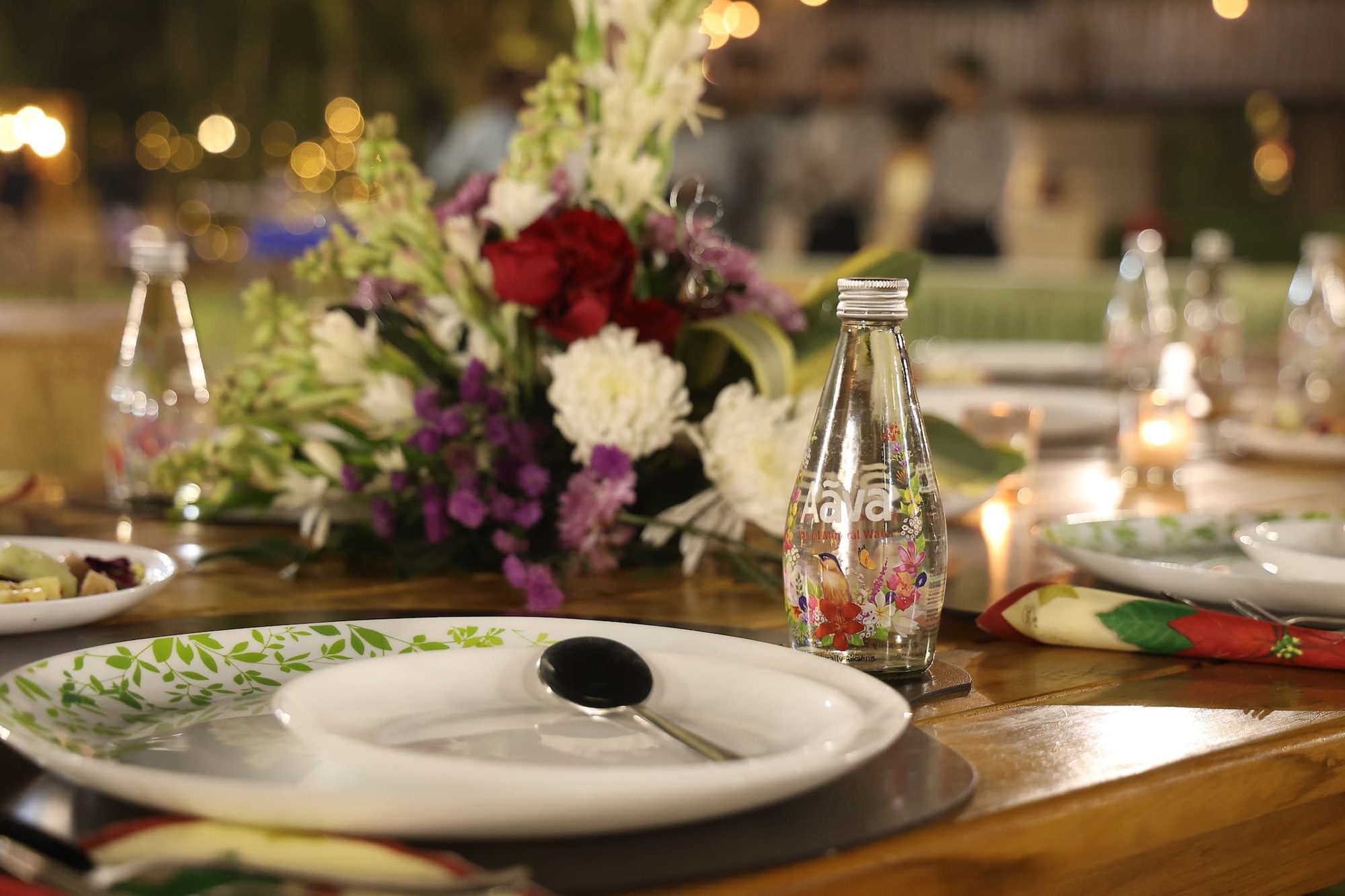 Candle-lit table setting